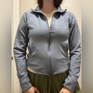 Jockey Blue Zip Up Athletic Jacket Lightweight Layer Size Large Fits Medium
